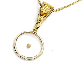 Collana con ciondolo dorato a forma di semi di senape, gioielli a forma di semi di senape, collana dorata a forma di semi di senape, regalo di gioielli cristiani
