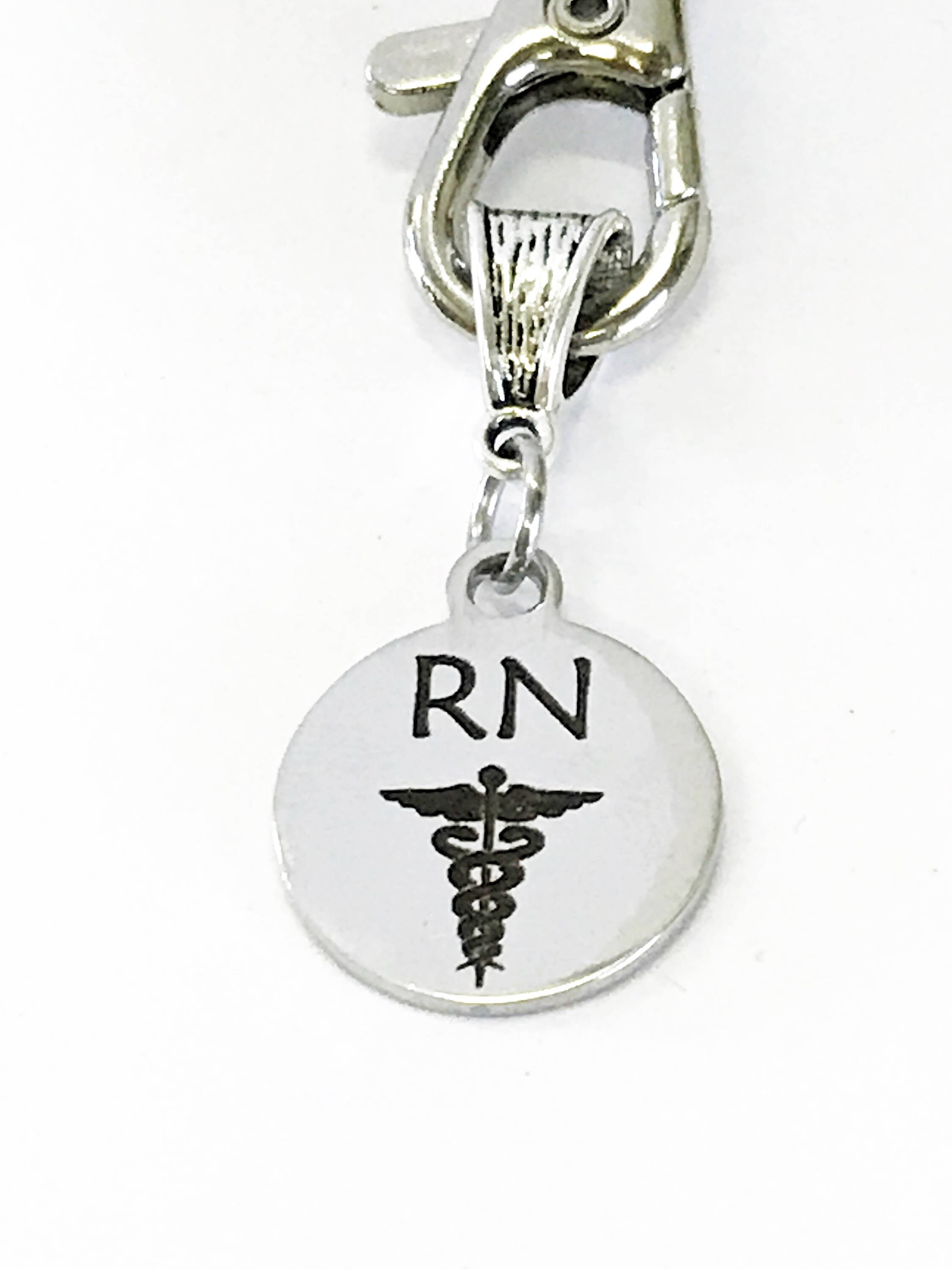 thumbnail image 2 of RN Nursing Caduceus Keychain Purse Charm Tassel Silver Nurse Graduation Gift 2 of 11
