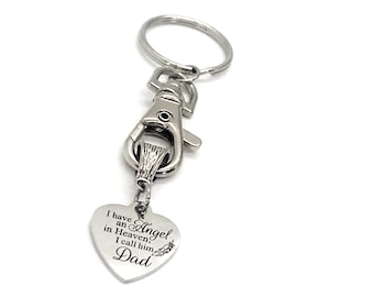 Memorial Keychain For Loss Of Dad – "I Have An Angel Watching Over Me" Stainless Steel Gift