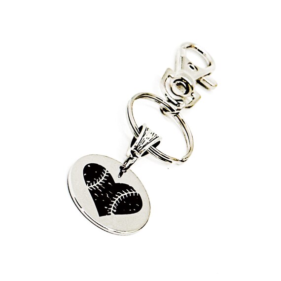 Baseball Heart Softball Heart Charm Clip On Keychain, Baseball Mom, Softball Mom, Softball Player, Baseball Player, Girlfriend Gift, Team