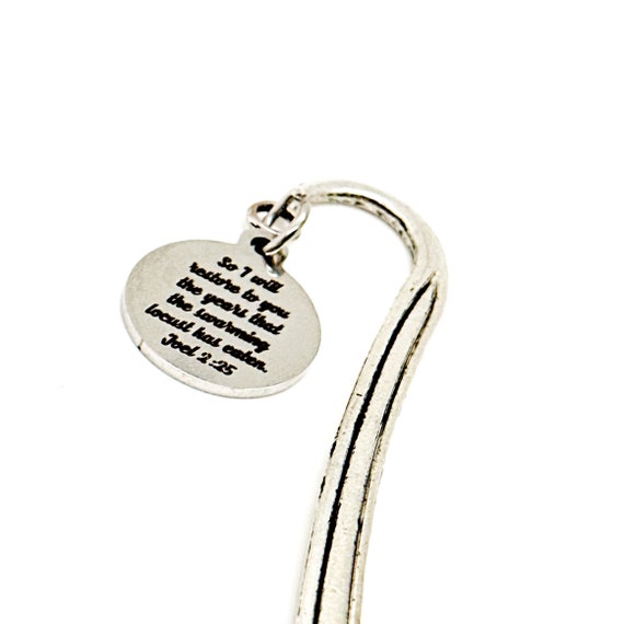Faith Gift, So I Will Restore To You The Years That The Swarming Locust Has Eaten Charm Bookmark, Joel 2 25, Bible Bookmark, Scripture Gifts