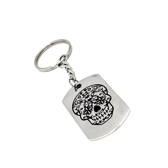Day Of The Dead Remembrance Gift, Floral Skull Keychain, Day Of The Dead Keychain, Remembrance Keychain, All Saints Day Gift, Halloween Gift