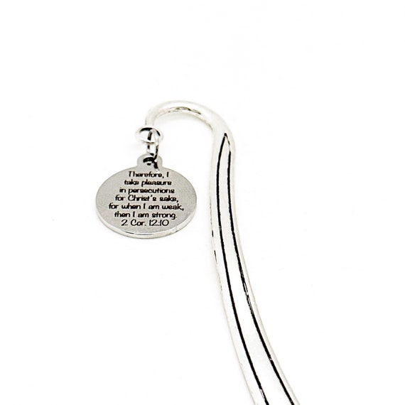 When I Am Weak Then I Am Strong Charm Bookmark, 2 Corinthians 12 10, Baptism Gift, Scripture Gift, Bible Bookmark, Christian Missionary Gift