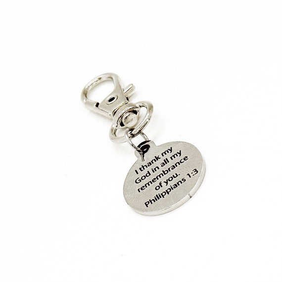 I Thank God For You Clip On Charm, Philippians 1 3, Thank You Gift, Christian Gift, Faith Gift, Scripture Quote, Bible Study, Pastor Gift