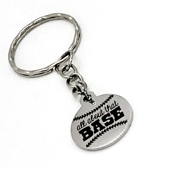Baseball Mom Keychain, All About That BASE Keychain, Baseball Mom Gift, Baseball Player Keychain, Baseball Keychain, Baseball Team Gifts