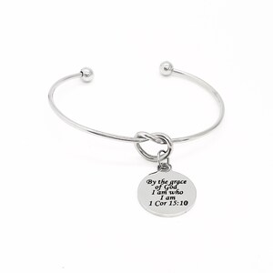 Scripture Gift, By The Grace Of God I Am Who I Am Charm Bracelet, 1 Corinthians 15 10, Bulk Wholesale, Scripture Jewelry, Faith Jewelry Gift image 4