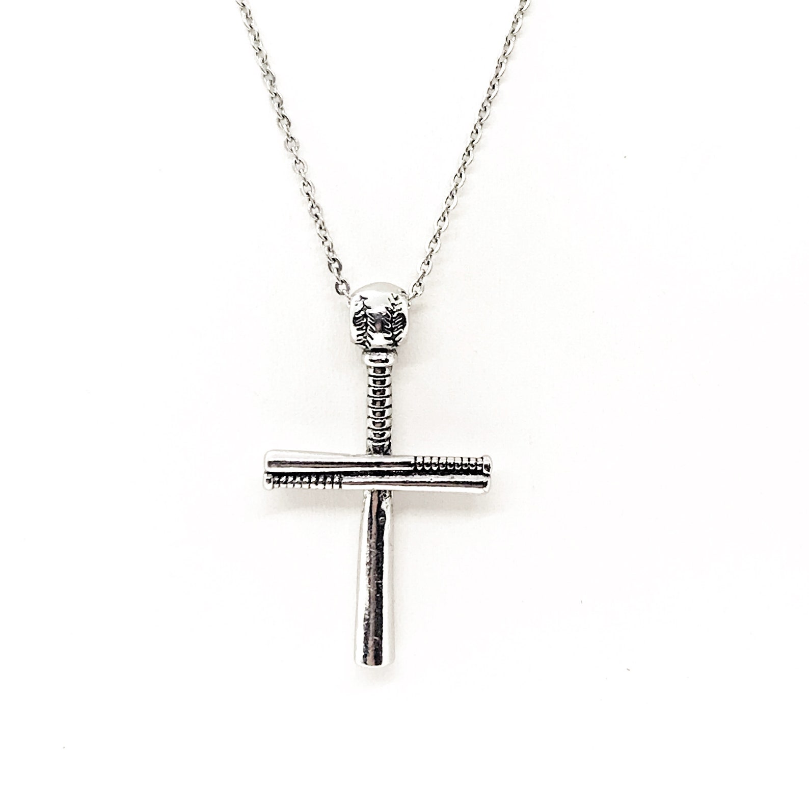 Baseball Bat Cross Necklace Baseball Necklace Cross Etsy