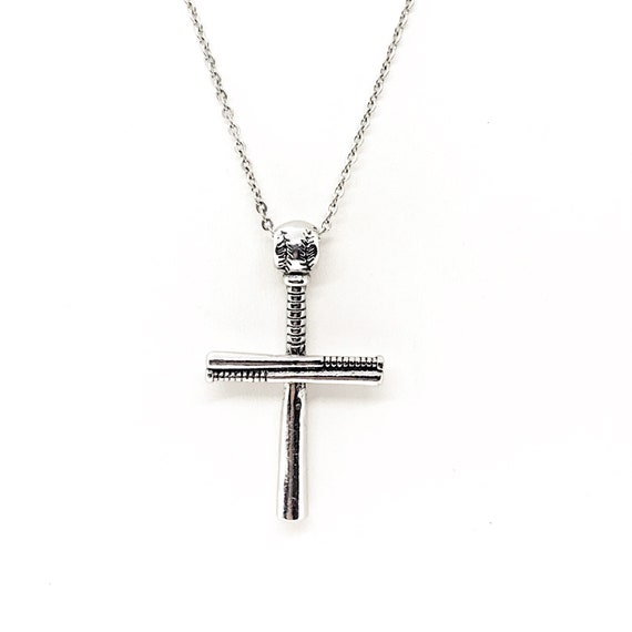 Baseball bat shop cross pendant