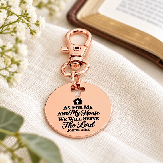 My House Will Serve The Lord Rose Goldtone Charm