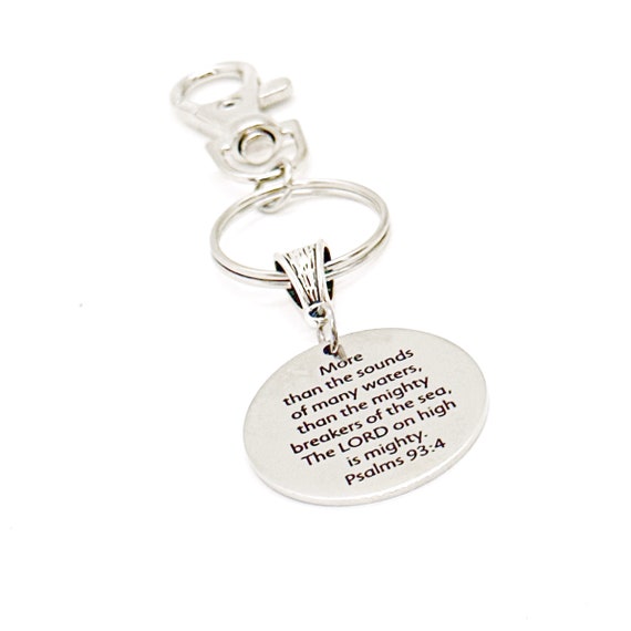 The Lord Is Mighty Psalm 93 4 Charm Clip On Keychain, Scripture Gifts, Bible Verse Gift, Faith Gifts, Christian Gift, Bible Study Gift
