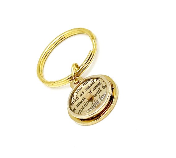Mustard Seed Goldtone Keychain, Mustard Seed Faith, Matthew 17 20 Gift, Mustard Seed Gifts, Faith Gifts, Christian Gifts, Scripture Gift
