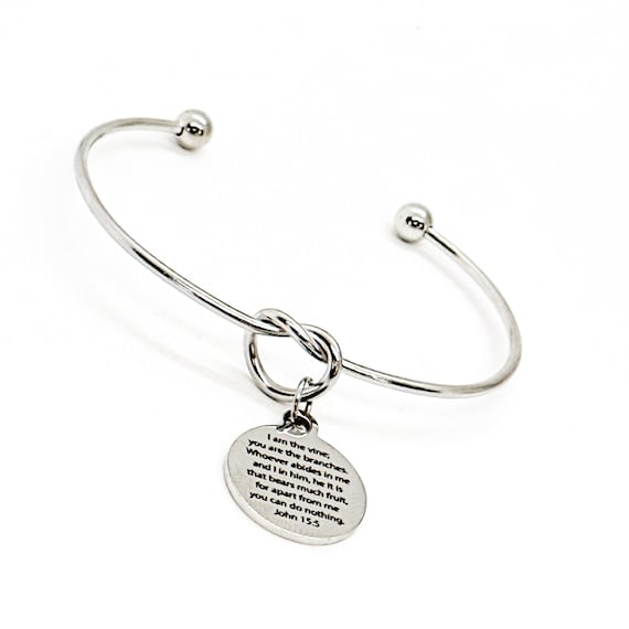 I Am The Vine You Are The Branches Charm Bracelet, John 15 5, Bible Quote, Pastor Gift, Christian Jewelry, Faith Gift, Bible Study Gift