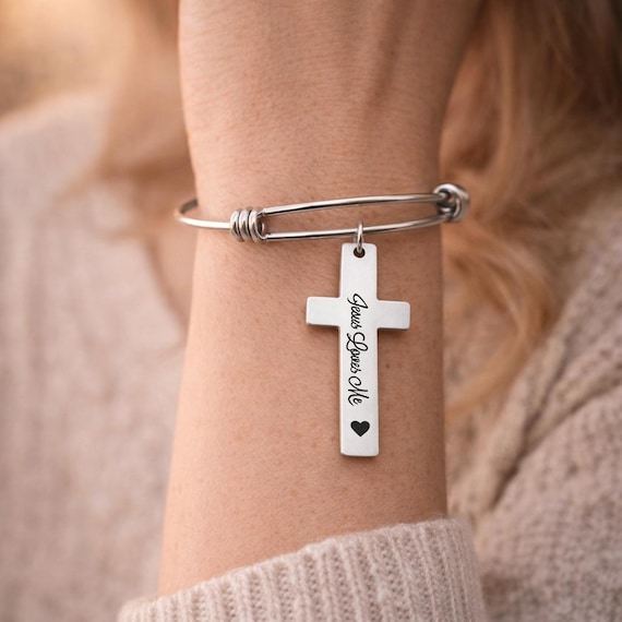 Jesus Loves Me Cross Charm Bracelet