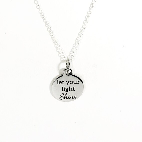 Let Your Light Shine Necklace, Encouragement Necklace, Motivational Necklace, Christian Necklace, Direct Sales Team Gifts, Daughter Jewelry