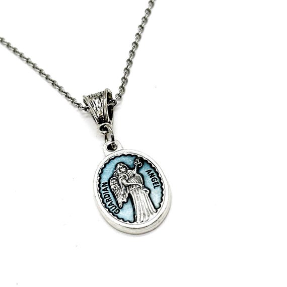 Guardian Angel Protect Us Charm Pendant Necklace, Believer Gifts, Faith Jewelry, Catholic Saint Gifts, Faith Gifts, Watching Over