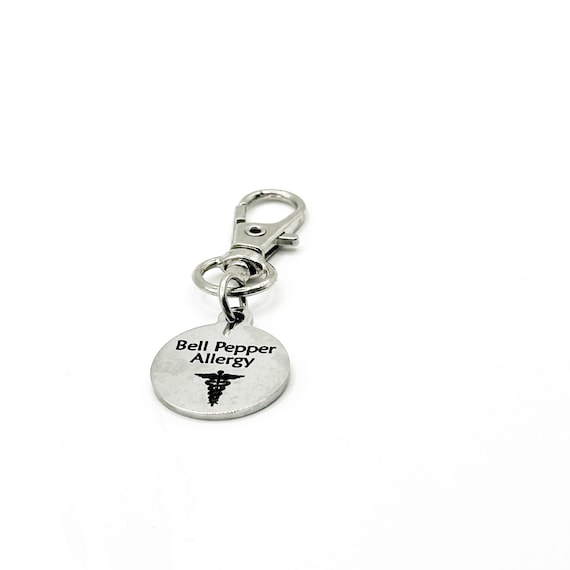 Bell Pepper Allergy Medical Alert Clip On Charm Stainless Steel Allergy Identification Lobster Clasp Charm