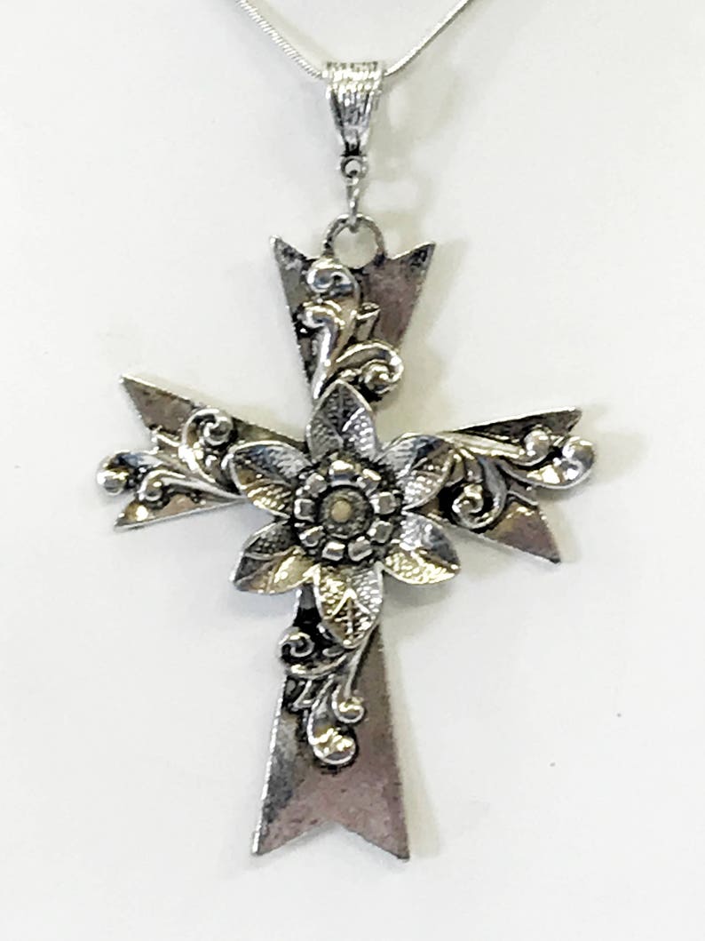 Mustard Seed Necklace Mustard Seed Flower Cross Necklace Etsy