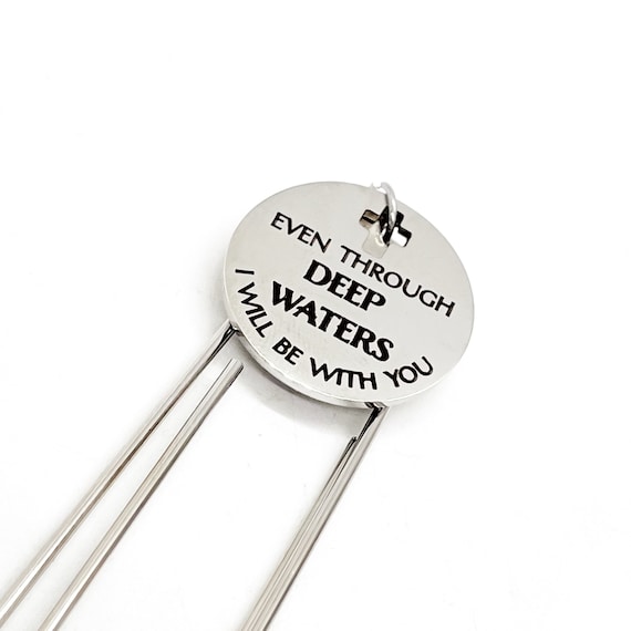 Faith Gift, Even Through Deep Waters I Will Be With You Bookmark, Isaiah 43 2, Planner Paper Clip, Sympathy Gift, Charm Bookmark, Scripture