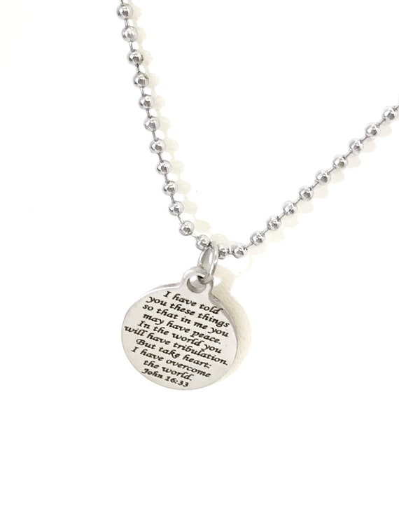 Christian Necklace, I Have Told You These Things, Christian Gifts, Christian Chain, Son Necklace, Christian Man Gift, John 16 33 Necklace