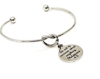 Do Not Be Anxious About Anything Charm Bracelet, Philippians 4 5, Scripture Quote, Anxiety Gift, Gift For Her, Daughter Gift, New Job Gift