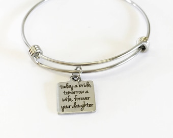 Hoy, novia, mañana, esposa, para siempre. Pulsera apilable con dijes expandibles para tu hija, regalo de boda para mamá, madre de la novia.