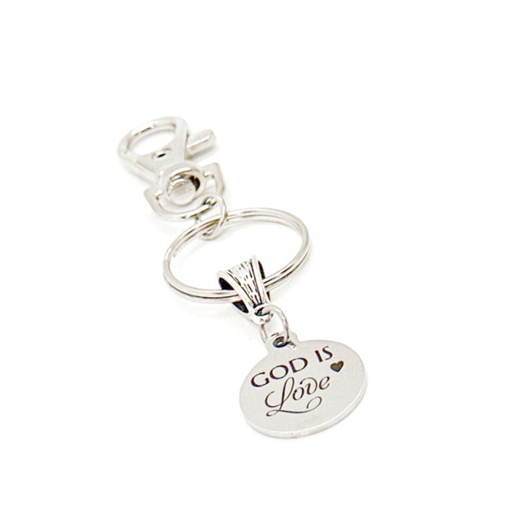 God Is Love Charm Clip On Keychain, Faith Gift, Agape Love, Love Of God, Christian Gift, John 3 16 Gift, God So Loved The World, Baptism