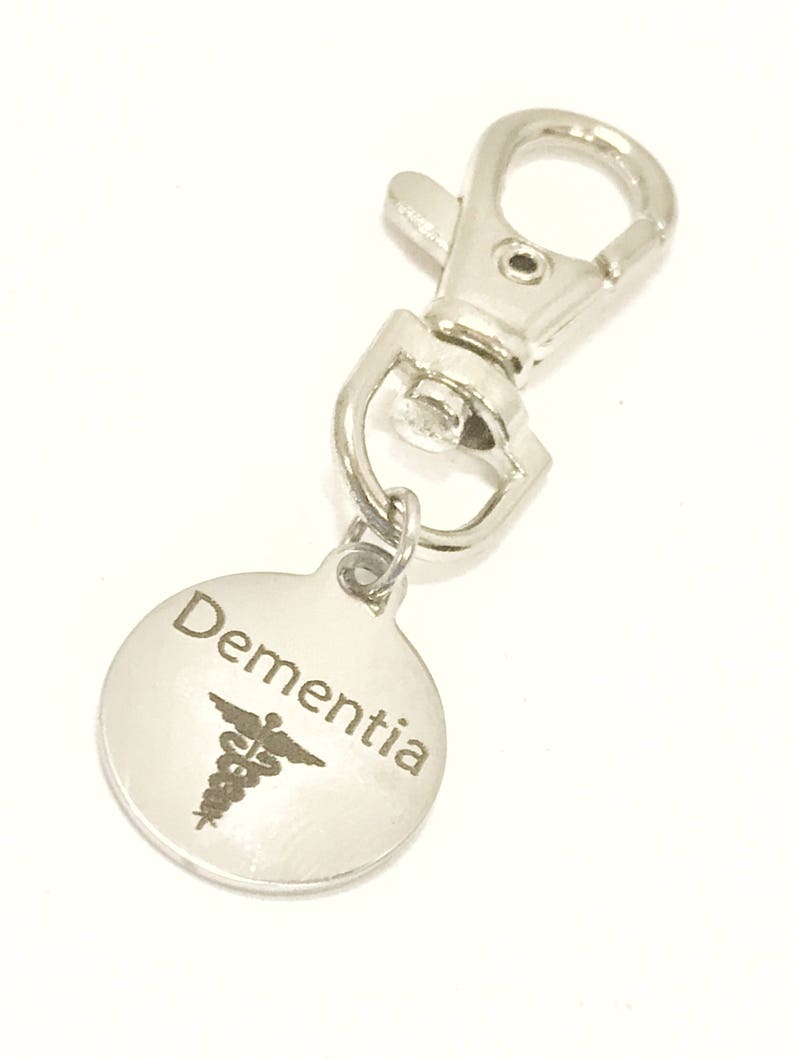 Dementia Zipper Pull, Dementia ID Tag, Dementia Medical Awareness Zipper Pull, Dementia Items, Dementia ID Zipper Pull, Medical ID Tag image 4