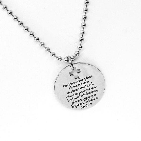 Jeremiah 29 11 God’s Plans For You Necklace, Plans To Prosper, Plans For Hope And A Future, Son Gift, Man Gift, Daughter, Going To College