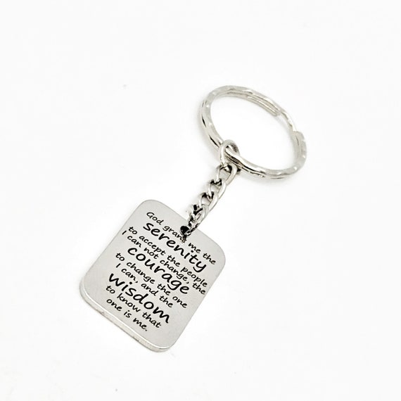 Serenity Courage Wisdom Keychain, Serenity To Accept People I Cannot Change, Courage To Change Me Quote, Motivation Gift, Encouragement Gift