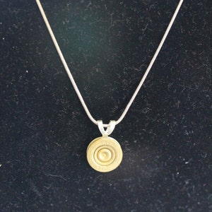 410 Bore Shotgun Shell Pendant on Silver Chain Necklace; Shotgun Shell Jewelry; 410 Bore Shotgun Shell Jewelry