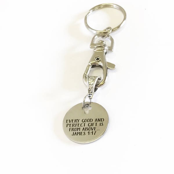 Every Good And Perfect Gift Is From Above Keychain, James 1:17 Scripture Keyring Gift For Her, Bible Verse Gift For Him, Encouragement Gift