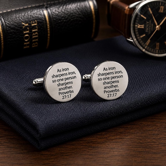 Iron Sharpens Iron 20mm Lg Cuff Links Faith Gift