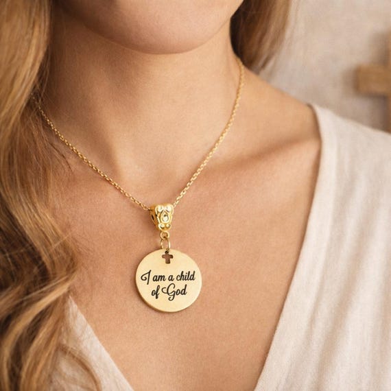 I Am A Child Of God Necklace Gold Plated Christian Jewelry Faith Necklace Inspirational Gift Religious Charm For Women