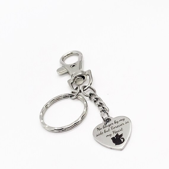 Cat Memorial Gift, No Longer By My Side But Forever In My Heart Keychain, Cat Loss Sympathy Gift, Cat Mom Gift, Cat Passing Gift