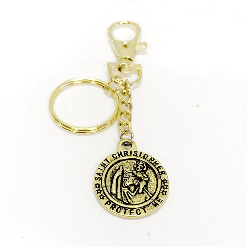 St Christopher Keychain Saint Christoper Keychain Religious Etsy