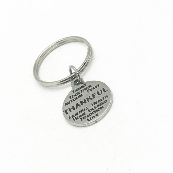 Thankful Words Charm Key Chain, Things I Am Thankful For, Thanksgiving Gift, Thankful For You, Thankful For Family, Family Reunion Gifts