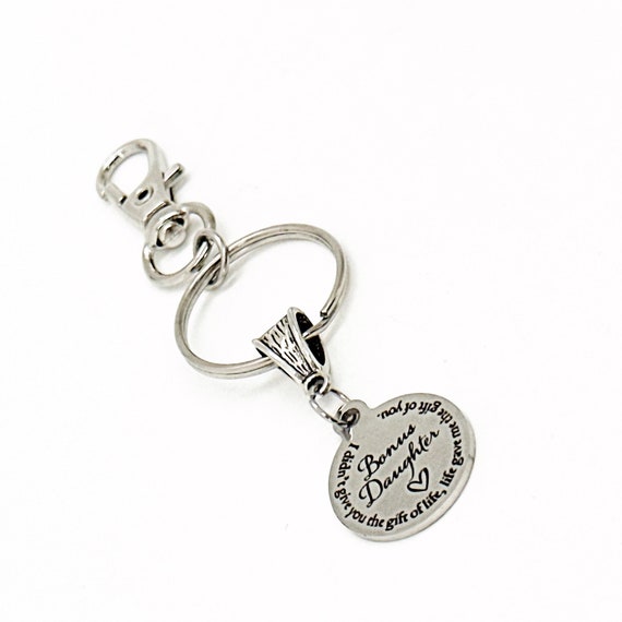 Bonus Daughter Charm Keychain, Stepdaughter Gift, I Didn’t Give You The Gift Of Life, Life Gave Me The Gift Of You, Daughter In Law, Love