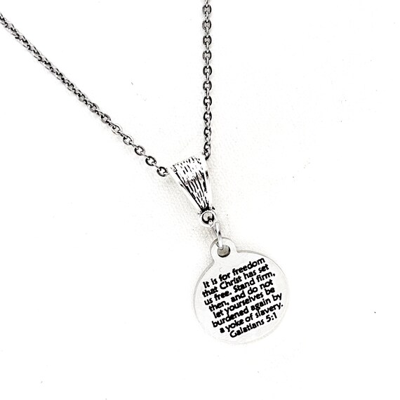 Scripture Gifts, Christ Has Set Us Free Necklace, Galatians 5 1 Jewelry, Scripture Quotes, Faith Jewelry Gifts, Freedom In Christ