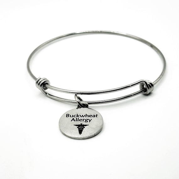 Buckwheat Allergy Medical Condition Charm Bracelet Stainless Steel Expanding Bangle Allergy Awareness Jewelry