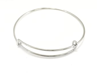Expanding Bangle Charm Bracelet, Silvertone Charm Bracelet, Expanding Bracelet, 65mm Expanding Bracelet, 1, 5, 10, 25, 50, 100 Bulk Options