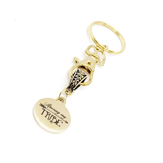 Mom Gift, Raising My Tribe Keychain, Charm Keychain, Goldtone Keychain, Gift For Mom, Mom Group Gifts, Mom Friends Gifts, Gift For Wife
