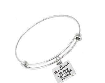 Rescued Is My Favorite Breed Charm Bracelet, Stacking Bangle, Gift For Her, Wife Gift, Rescued Dog Lover Gift, New Dog Owner, Dog Adoption