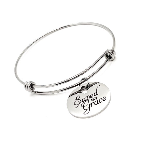 Faith Gift, Saved By Grace Charm Bracelet, Ephesians 2 8, Christian Gift, Salvation Gift, Baptism Gift, Daughter Gift, Baptism Bracelet