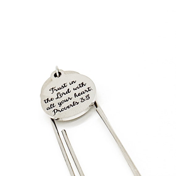 Trust In The Lord With All Your Heart Charm Bookmark, Proverbs 3 5, Scripture Gift, Bible Bookmark, Reader Gift, Scripture Quote