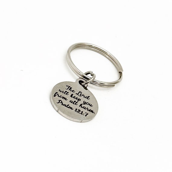 The Lord Will Keep You From All Harm Charm Keychain, Psalm 121 7, Faith Gift, Scripture Gift, Scripture Quote, Christian Gifts, Protection