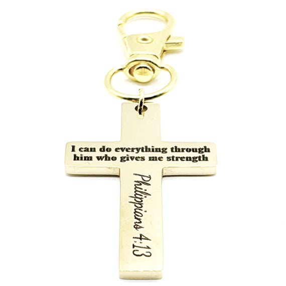Philippians 413 Gold-Plated Cross Clip Charm