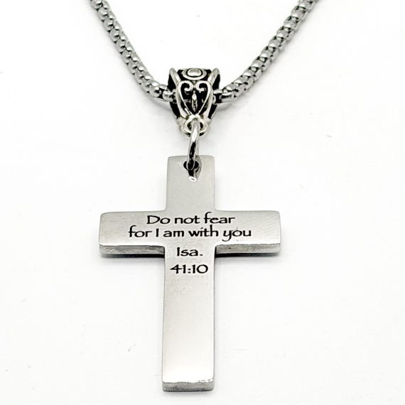 Do Not Fear God Is With You Cross Necklace