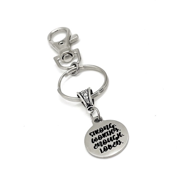 Motivation Gift, Strong Worthy Enough Loved Charm Keychain, Daughter Gift, Wife Gift, Love Gift, Gift For Her, Gift For Me, Keychain Gift