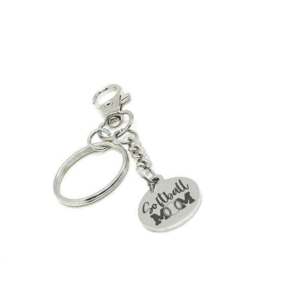 Softball Mom Clip On Charm Key Chain, Wife Gift, Proud of my Softball Player, Softball Daughter, Gift For Her, Team Moms, Senior Mom Gifts