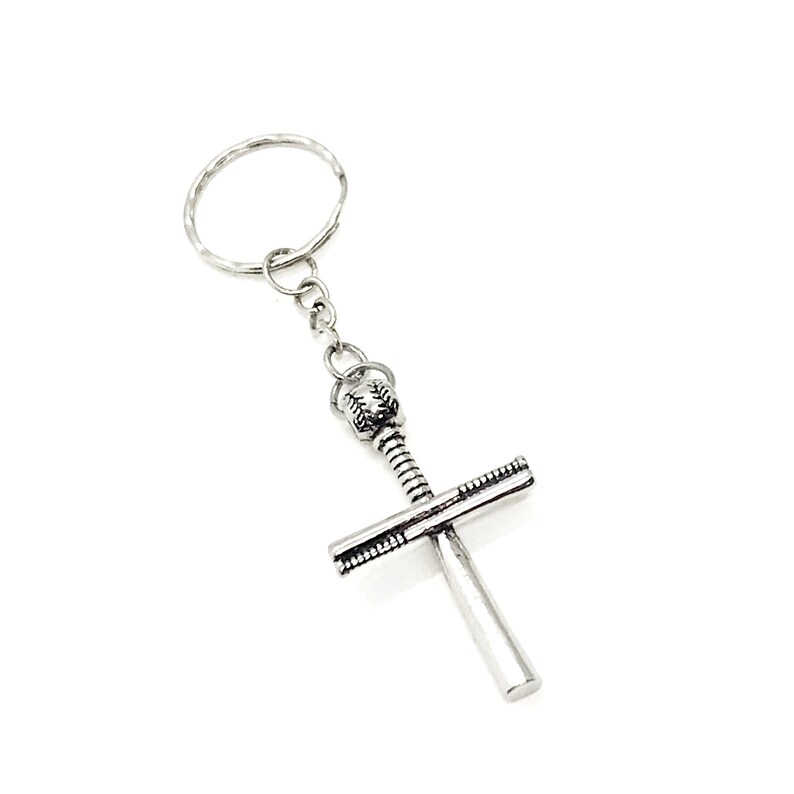 Baseball Bat Cross Keychain Baseball Player Gift Christian Etsy